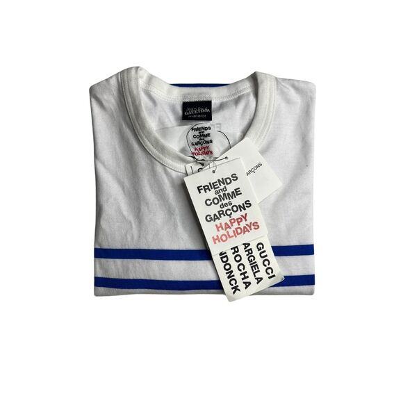 5-92 COMME DES GARCONS Men's Top Striped Blue White Small - Picture 7 of 9